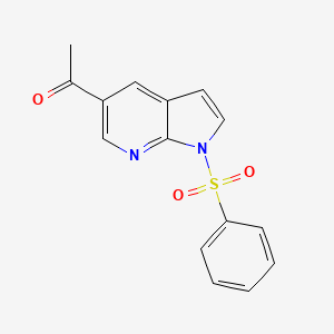 molecular formula C15H12N2O3S B13986769 Ethanone, 1-[1-(phenylsulfonyl)-1H-pyrrolo[2,3-b]pyridin-5-yl]- 