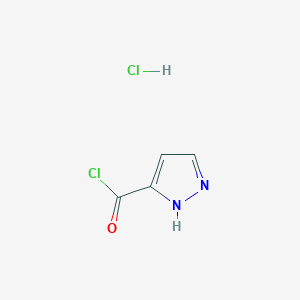 molecular formula C4H4Cl2N2O B13986902 1H-Pyrazole-3-carbonyl chloride hydrochloride 