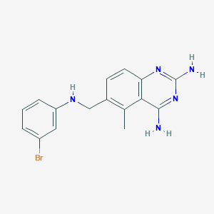 molecular formula C16H16BrN5 B13986906 6-[(3-Bromoanilino)methyl]-5-methylquinazoline-2,4-diamine CAS No. 52128-31-1