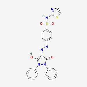 molecular formula C24H18N6O4S2 B13987070 4-[2-(3,5-dioxo-1,2-diphenylpyrazolidin-4-ylidene)hydrazinyl]-N-(1,3-thiazol-2-yl)benzenesulfonamide CAS No. 59541-31-0