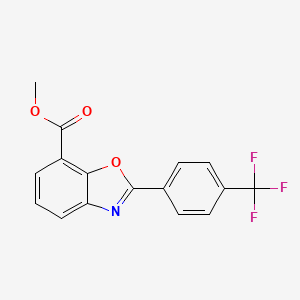 molecular formula C16H10F3NO3 B1398708 2-(4-トリフルオロメチルフェニル)ベンゾオキサゾール-7-カルボン酸メチルエステル CAS No. 729591-83-7