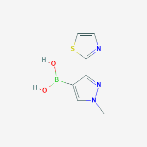 molecular formula C7H8BN3O2S B13987129 (1-Methyl-3-(thiazol-2-yl)-1H-pyrazol-4-yl)boronic acid 