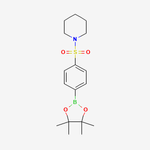 B1398721 1-{[4-(Tetramethyl-1,3,2-dioxaborolan-2-yl)benzene]sulfonyl}piperidine CAS No. 1548827-83-3