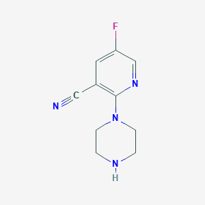 molecular formula C10H11FN4 B13987211 5-Fluoro-2-(piperazin-1-yl)nicotinonitrile 