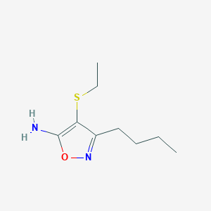 molecular formula C9H16N2OS B13987401 3-Butyl-4-ethylsulfanyl-1,2-oxazol-5-amine CAS No. 77036-96-5