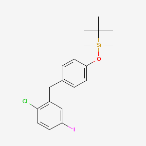 molecular formula C19H24ClIOSi B13987441 (4-(2-Chloro-5-iodobenzyl)phenyloxy)tert-butyldimethylsilane 