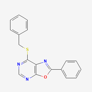 molecular formula C18H13N3OS B13987443 7-(Benzylsulfanyl)-2-phenyl[1,3]oxazolo[5,4-d]pyrimidine CAS No. 33360-28-0