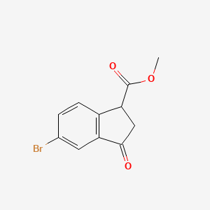 molecular formula C11H9BrO3 B13987791 Methyl 5-bromo-3-oxo-2,3-dihydro-1H-indene-1-carboxylate 