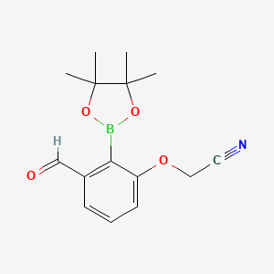 molecular formula C15H18BNO4 B13987810 2-(3-Formyl-2-(4,4,5,5-tetramethyl-1,3,2-dioxaborolan-2-yl)phenoxy)acetonitrile 