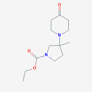 molecular formula C13H22N2O3 B1398820 Ethyl 3-methyl-3-(4-oxopiperidin-1-YL)pyrrolidine-1-carboxylate CAS No. 1131451-64-3