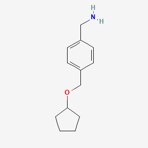 molecular formula C13H19NO B13988304 4-[(Cyclopentyloxy)methyl]benzenemethanamine CAS No. 864266-79-5