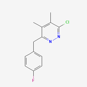 molecular formula C13H12ClFN2 B1398833 3-Chloro-6-(4-fluorobenzyl)-4,5-dimethylpyridazine CAS No. 1057682-70-8