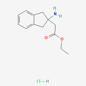 molecular formula C13H18ClNO2 B1398837 ethyl 2-(2-amino-2,3-dihydro-1H-inden-2-yl)acetate hydrochloride CAS No. 917391-08-3