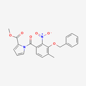 molecular formula C21H18N2O6 B13988376 Methyl 1-(4-methyl-2-nitro-3-phenylmethoxybenzoyl)pyrrole-2-carboxylate CAS No. 82635-53-8