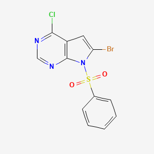 molecular formula C12H7BrClN3O2S B1398861 6-溴-4-氯-7-(苯磺酰基)-7H-吡咯并[2,3-d]嘧啶 CAS No. 784150-40-9