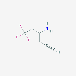 molecular formula C6H8F3N B1398926 1,1,1-三氟己-5-炔-3-胺 CAS No. 1249233-23-5