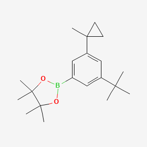 molecular formula C20H31BO2 B13989265 2-(3-Tert-butyl-5-(1-methylcyclopropyl)phenyl)-4,4,5,5-tetramethyl-1,3,2-dioxaborolane 