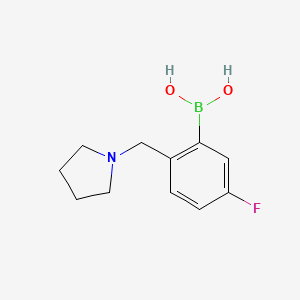 molecular formula C11H15BFNO2 B1398933 (5-Fluoro-2-(pyrrolidin-1-ylmethyl)phenyl)boronic acid CAS No. 1333121-77-9