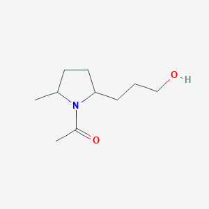 molecular formula C10H19NO2 B13989342 1-[2-(3-Hydroxypropyl)-5-methylpyrrolidin-1-yl]ethanone 