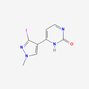 molecular formula C8H7IN4O B13989377 6-(3-iodo-1-methylpyrazol-4-yl)-1H-pyrimidin-2-one 