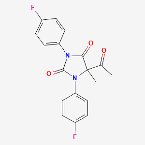 molecular formula C18H14F2N2O3 B13989405 5-Acetyl-1,3-bis(4-fluorophenyl)-5-methylimidazolidine-2,4-dione CAS No. 21631-62-9