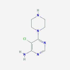 molecular formula C8H12ClN5 B13989506 5-Chloro-6-piperazin-1-ylpyrimidin-4-amine 