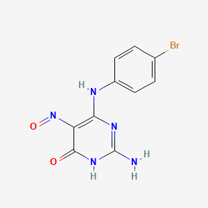 molecular formula C10H8BrN5O2 B13989604 2-Amino-6-[(4-bromophenyl)amino]-5-nitrosopyrimidin-4(1h)-one CAS No. 6939-50-0