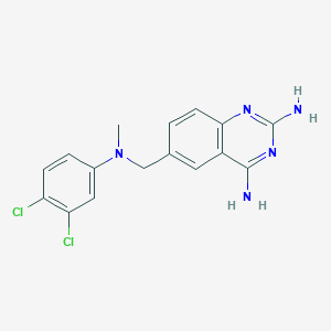 molecular formula C16H15Cl2N5 B13989674 6-[(3,4-dichloro-N-methylanilino)methyl]quinazoline-2,4-diamine CAS No. 69827-77-6