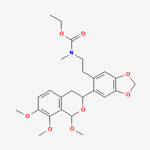 molecular formula C25H31NO8 B13989695 ethyl N-methyl-N-[2-[6-(1,7,8-trimethoxy-3,4-dihydro-1H-isochromen-3-yl)-1,3-benzodioxol-5-yl]ethyl]carbamate CAS No. 62421-42-5