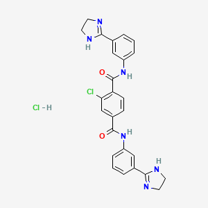 molecular formula C26H24Cl2N6O2 B13989741 2-chloro-1-N,4-N-bis[3-(4,5-dihydro-1H-imidazol-2-yl)phenyl]benzene-1,4-dicarboxamide;hydrochloride CAS No. 5188-04-5