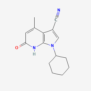 molecular formula C15H17N3O B13989789 1-cyclohexyl-4-methyl-6-oxo-7H-pyrrolo[2,3-b]pyridine-3-carbonitrile CAS No. 59661-62-0