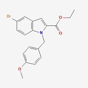 molecular formula C19H18BrNO3 B13989796 Ethyl 5-bromo-1-(4-methoxybenzyl)-1H-indole-2-carboxylate CAS No. 1603833-92-6