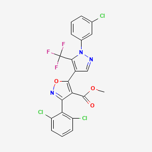 Methyl 5-(1-(3-chlorophenyl)-5-(trifluoromethyl)-1H-pyrazol-4-yl)-3-(2,6-dichlorophenyl)isoxazole-4-carboxylate