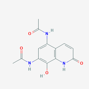 molecular formula C13H13N3O4 B13989843 N-(7-acetamido-8-hydroxy-2-oxo-1H-quinolin-5-yl)acetamide CAS No. 15450-75-6