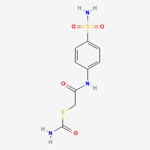 molecular formula C9H11N3O4S2 B13989992 2-carbamoylsulfanyl-N-(4-sulfamoylphenyl)acetamide CAS No. 5433-36-3