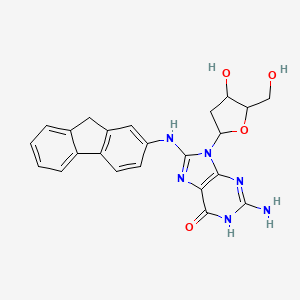 molecular formula C23H22N6O4 B13990022 2-Deoxy-8-(9h-fluoren-2-ylamino)-guanosine 