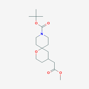 molecular formula C17H29NO5 B13990111 Tert-butyl 4-(2-methoxy-2-oxoethyl)-1-oxa-9-azaspiro[5.5]undecane-9-carboxylate 