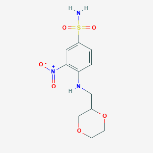 molecular formula C11H15N3O6S B13990154 4-(1,4-Dioxan-2-ylmethylamino)-3-nitrobenzenesulfonamide 