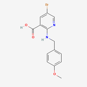 molecular formula C14H13BrN2O3 B1399018 5-Bromo-2-((4-methoxybenzyl)amino)nicotinic acid CAS No. 1456000-34-2