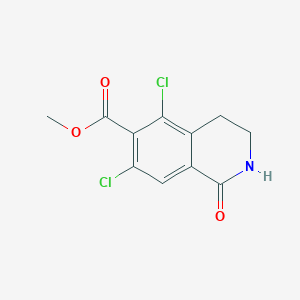 molecular formula C11H9Cl2NO3 B13990189 Methyl 5,7-dichloro-1-oxo-1,2,3,4-tetrahydroisoquinoline-6-carboxylate 