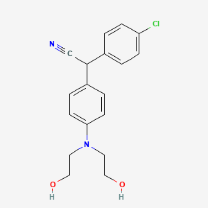 molecular formula C18H19ClN2O2 B13990212 {4-[Bis(2-hydroxyethyl)amino]phenyl}(4-chlorophenyl)acetonitrile CAS No. 14185-80-9