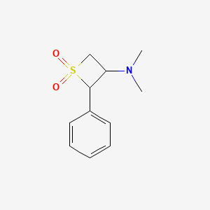 molecular formula C11H15NO2S B13990360 N,N-dimethyl-1,1-dioxo-2-phenylthietan-3-amine CAS No. 5684-61-7