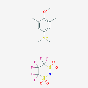 4,4,5,5,6,6-Hexafluoro-1lambda6,3lambda6-dithia-2-azanidacyclohexane 1,1,3,3-tetraoxide;(4-methoxy-3,5-dimethylphenyl)-dimethylsulfanium