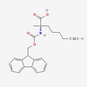 molecular formula C24H25NO4 B13990481 (S)-2-((((9H-Fluoren-9-YL)methoxy)carbonyl)amino)-2-methyloct-7-ynoic acid 