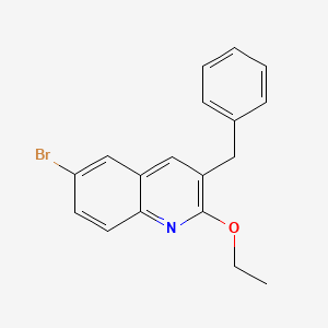 molecular formula C18H16BrNO B13990614 6-Bromo-2-ethoxy-3-(phenylmethyl)quinoline 