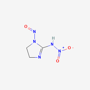 molecular formula C3H5N5O3 B13991272 1H-Imidazol-2-amine, 4,5-dihydro-N-nitro-1-nitroso- CAS No. 35878-49-0