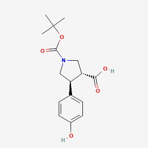 molecular formula C16H21NO5 B1399139 (3R,4S)-1-(tert-Butoxycarbonyl)-4-(4-hydroxyphenyl)pyrrolidine-3-carboxylic acid CAS No. 959574-90-4