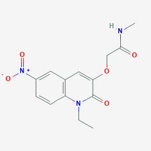 molecular formula C14H15N3O5 B13991407 2-((1-Ethyl-6-nitro-2-oxo-1,2-dihydroquinolin-3-yl)oxy)-N-methylacetamide 