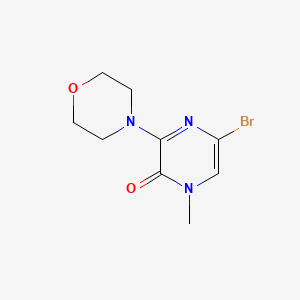 molecular formula C9H12BrN3O2 B13991427 5-Bromo-1-methyl-3-morpholinopyrazin-2(1H)-one 