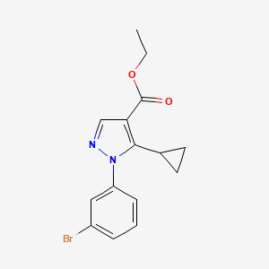 molecular formula C15H15BrN2O2 B13991656 Ethyl 1-(3-bromophenyl)-5-cyclopropyl-1H-pyrazole-4-carboxylate 